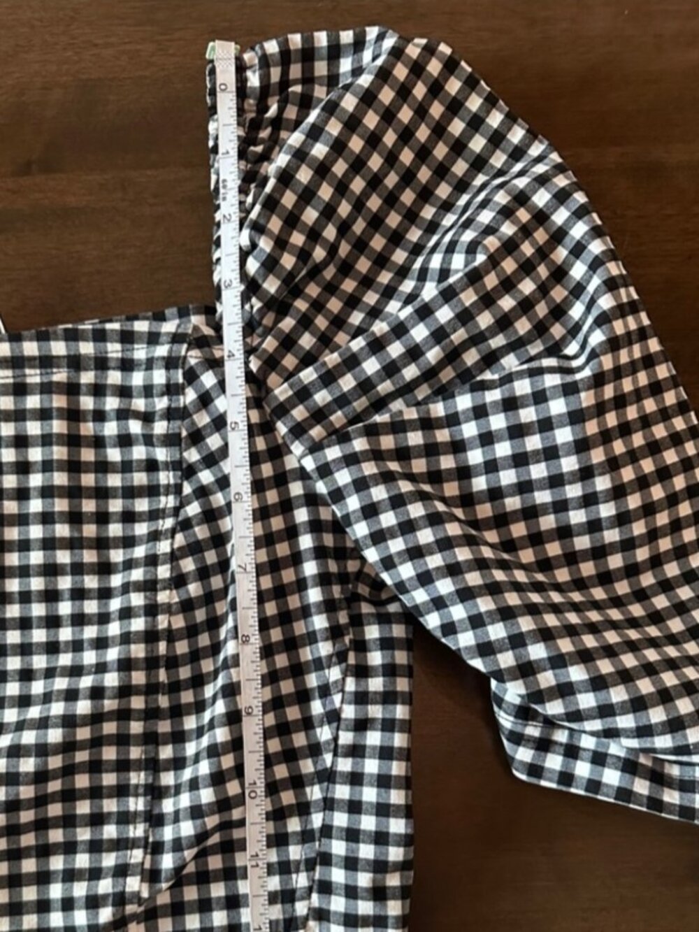 Black and White Gingham Puff-Sleeve Crop Top US 6 - Picture 4 of 4